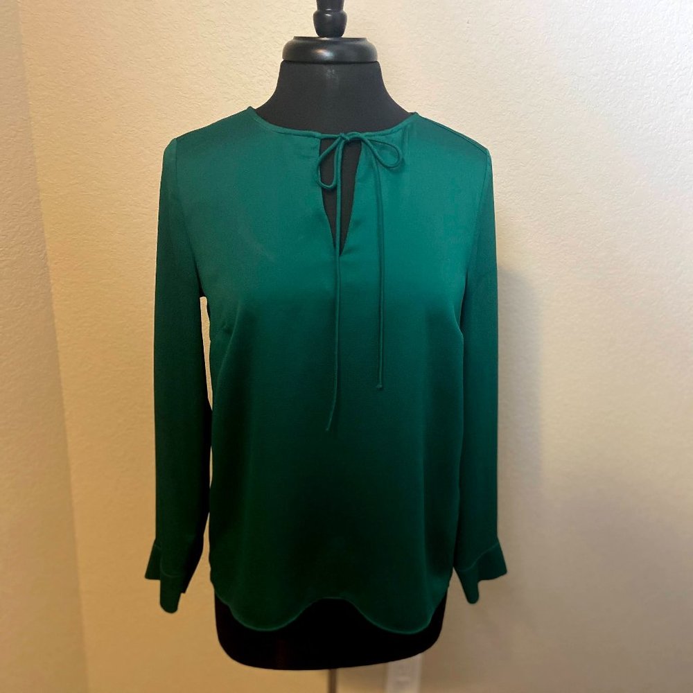 H&M Emerald Neck Tie Blouse